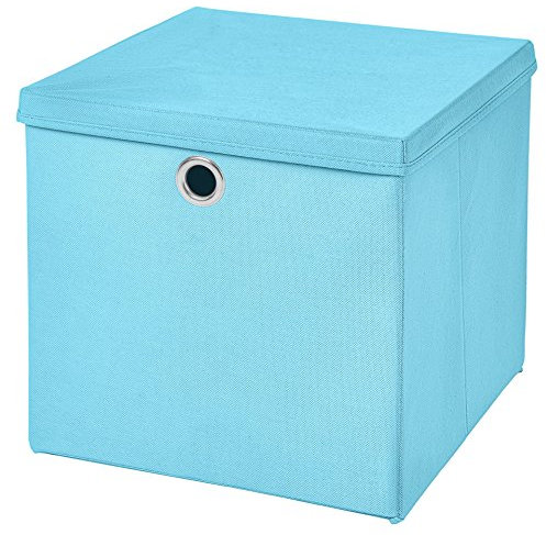 1 Stück Faltbox Hellblau 28 x 28 x 28 cm Aufbewahrungsbox faltbar mit Deckel