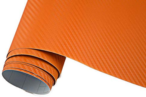 Neoxxim 26.64€/m2 Premium- Auto Folie - 3D Carbon Folie - ORANGE 30 x 150 cm - blasenfrei mit Luftkanälen ca. 0,16mm dick