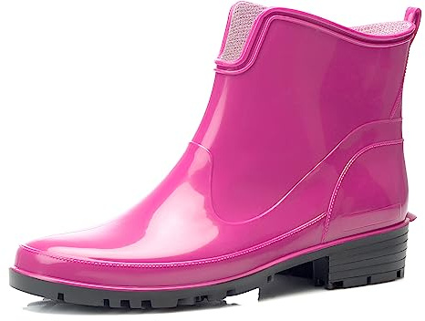 Ladeheid Bottes en Caoutchouc pour Femmes Courtes Bottines Imperméables Bottes de Pluie Élégantes et Confortables LA-930 (Rose, 41 EU)