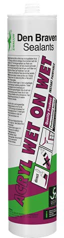 Den Braven 30880044 Weiß Dichtstoff ACRYL ON Wet, sofort lackierbar, ideal Versiegeln von Verbindungsfugen, Nähten, Rissen, Kartusche mit 310 ml, 310