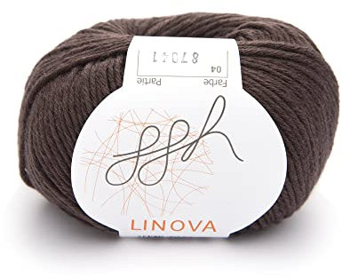 ggh Linova | Baumwolle mit Leinen Mischung | 50g Wolle zum Stricken oder Häkeln | Farbe 004 - Schokolade