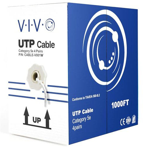 VIVO 1,000ft Bulk Cat5e Wire, CCA Ethernet Cable, 24 AWG, UTP Pull Box, LAN Network, White, CABLE-V001W