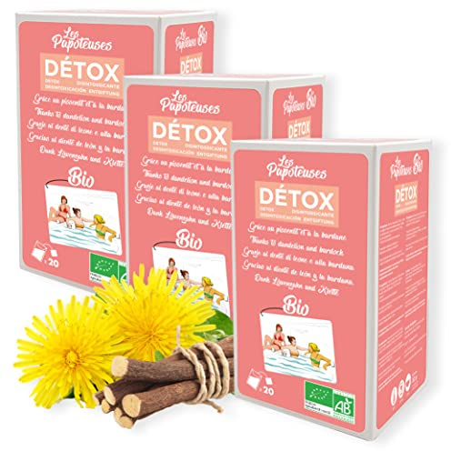 Les Papoteuses | Tisana Purificante biologica | Infuso biologico 20 bustine | Foglie di tarassaco, Radice di Liquirizia e Foglie di menta peperita | Set di 3 confezioni