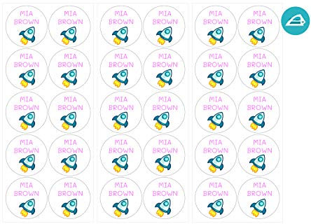 28 Thermo-Klebeetiketten zur Kennzeichnung der Kleidung. Runde Etiketten mit einem Durchmesser von 3 cm. Farbe Weiß (zum Bügeln)