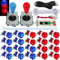 SJ@JX 2 Player Arcade Game Stick DIY Kit Buttons with Logo LED 8 Way Joystick USB Encoder Cable Controller for PC MAME Raspberry Pi Red Blue