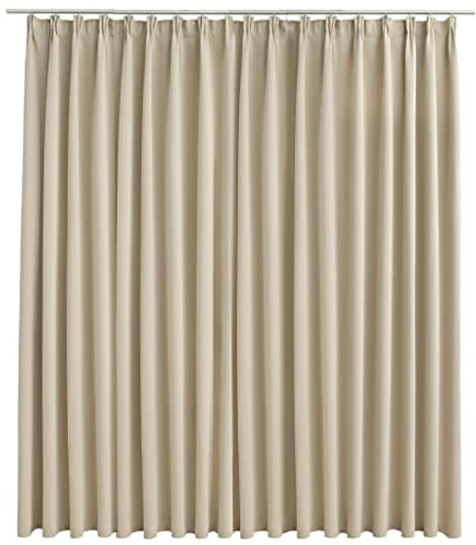 vidaXL Vorhang Verdunkelung mit Haken Verdunkelungsvorhang Kräuselband Thermo Gardine Blickdicht Dekoschal Wohnzimmer Beige 290x245cm