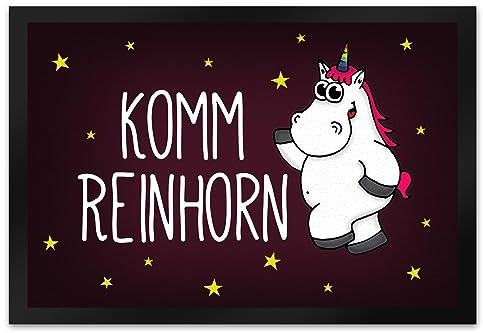 trendaffe - Komm Reinhorn Fußmatte XL mit Einhorn Motiv