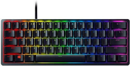 Razer Huntsman Mini (interruttore rosso) - Tastiera da gioco compatta al 60% (interruttori ottici-meccanici lineari, tasti in PBT, cavo USB-C staccabile), layout UK, nero