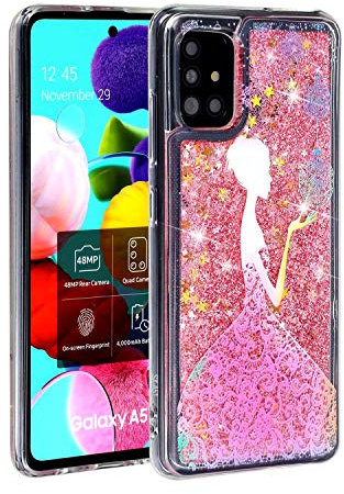 Glitzer Flüssiges Silikon Handyhülle für Samsung Galaxy A51,Glitzer Mädchen Quicksand Fließende Flüssigkeit Silikon Case Weich TPU Crystal Dynamisch Cover für Samsung Galaxy A51,XY Girl