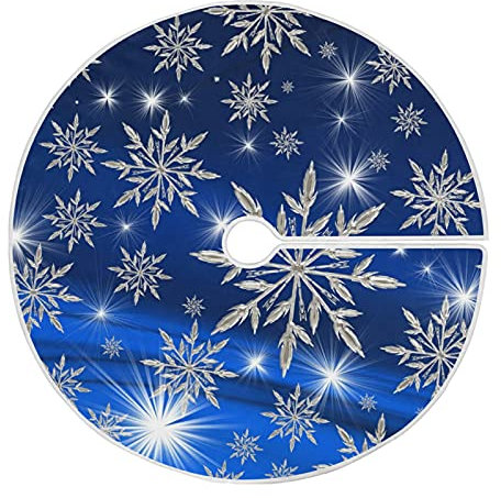 Weihnachtsbaumdecke mit blauen Schneeflocken, Weihnachtsdekoration, Weihnachtsdekoration, für den Innen- und Außenbereich, 80 cm