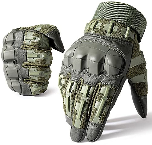 WTACTFUL Motorradhandschuhe Herren, atmungsaktiv Motorrad Handschuhe Herr Touchscreen mit Protektoren für Taktische Fahrrad einsatzhandschuhe Airsoft Paintball Grün XL
