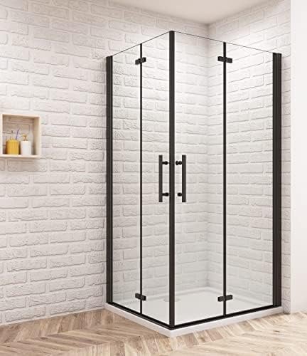 Aica Sanitär Eckeinstieg Duschkabine 80x80cm Dusche Duschwand Duschabtrennung Falttür H195cm
