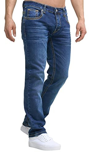 OneRedox Jean pour homme - Coupe droite - Coupe bootcut - Denim - Five poches - Tricoté - Modèle 906, bleu, 29W x 32L