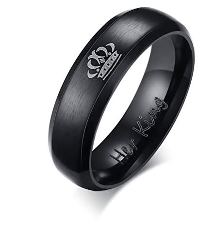 OIDEA Personalisiert Partner Ringe für 2 His Queen Her King Krone Eheringe Edelstahlringe Gold schwarz für Damen Herren mit Geschenkbox