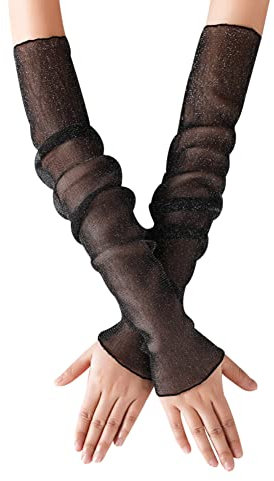 iSpchen 1 Paar Summer Ärmlinge Sonnenschutz Armstulpen Damen Elegante Spitzenhandschuhe Kühlung Eisseide Arm Sleeve Ultradünne Spitzen Armschutz Ärmel für Radfahren,Laufen,Golf,Fahren