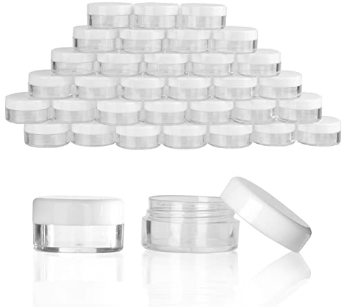 100 pièces de pots en plastique vides de 10 g, transparents et ronds, petits contenants pour cosmétiques pour maquillage, baume à lèvres, poudre, échantillons, en gros, 0,33 oz, pots à crème avec