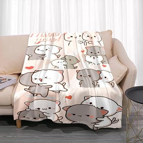 ZZFJFQ Flanelldecke Pfirsich und Goma Cartoon Geschenke für Kinder,Mädchen,Teenager,Druck,weich,gemütlich,leicht,Plüsch-Überwurfdecke,Schlafsofa,weiche Flanelldecken,warme Überwurfdecken 150x200cm