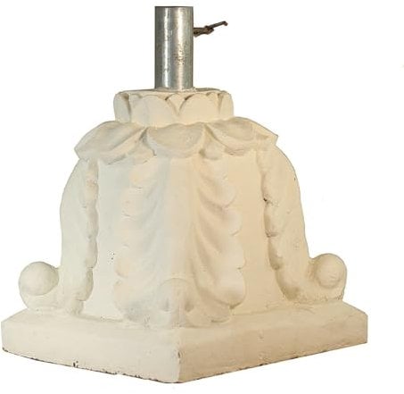 Oriental Galerie Sonnenschirmständer Schirmständer Sonnenschirm Garten Stein Ständer Massiv Halterung für Bali Schirme mit Blattrelief und Eisenrohr Creme