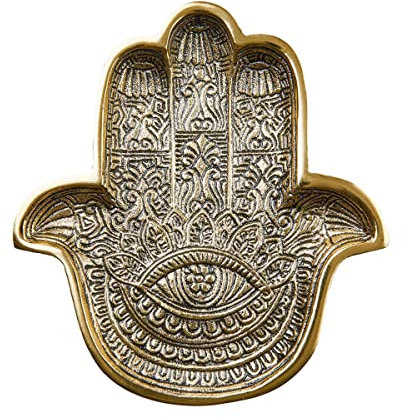 BUTLERS Deko-Schale 20 x 18cm aus Aluminium Gold -Hamsa- Moderne Tischdeko & Untersetzer | Ablage für Schlüssel und Schmuck | Untersetzer für Küche Utensilien und Bad Accessoires