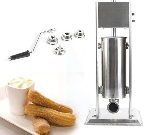 OITTo 5L Commercial Churro Maker Machine, Latin Fruit Churro Jam Filling Machines Stainless Steel Manual Doughnut Filler Vertical Fritter Machine Churro Filler Machine for Kitchen Restaurant