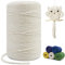 LEREATI Macrame Cord 3mm x 200m, Single Strand Thick Macrame Rope Yarn Natural Cotton Cord, Craft Macrame String for Plant Hanger, Wall Hanging, Knitting, DIY, Home Decorations (Natural)