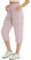 fuinloth Pantacourt Femme, 3/4 Capri Cargo Pantalon éTé Casual Ample avec Quatre Poches Rose L 40-42
