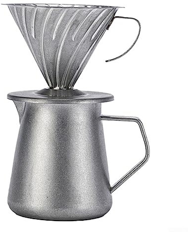 Olla de mano de 600 ml, acero inoxidable para verter sobre gotero, juego de cafetera, filtro de goteo para el hogar (plata)