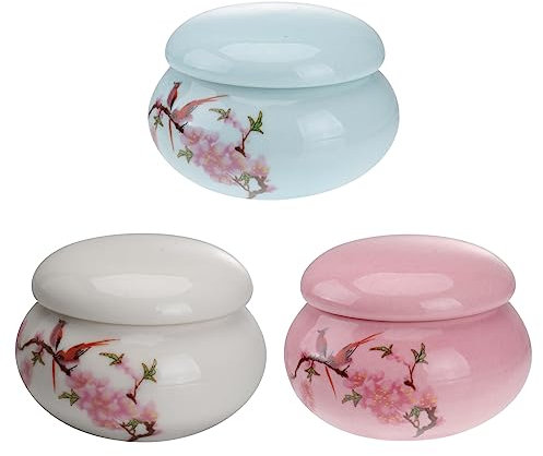 SHERCHPRY Mini Ceramic Jars With Lid - Small Tea and Makeup Containers for Lip Balm, Cream - Porcelain Tea Jar