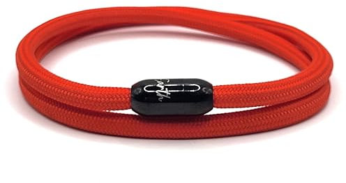 KAROO EARTH JEWELLERY Rope Bracelet | Unisex Braided Paracord Nautical Double Wrap Bracelet with strong Magnetic Clasp | Waterproof surfer bracelet (Large Wrist (20-22cm), Sunburst with Black Clasp)