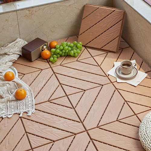 Ineinandergreifende Deck-Bodenfliesen Aus Kunststoff, 8/16/24er-Packung, wasserdichte Bodenfliesen, 12 X 12 Zoll Terrassenfliesen Für Den Außenbereich, Einfache Rein(Size:8 Pcs,Color:Grau)