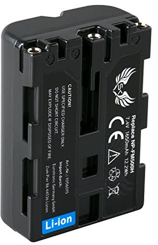 SK Batterie de rechange pour Sony NP-FM500H, 1650 mAh, NP-FM500 NP-FM55H Sony Alpha 77 99 II A68 A77 A99 II DSLR A580 A850 A900 / VG-C77AM VG-C99AM