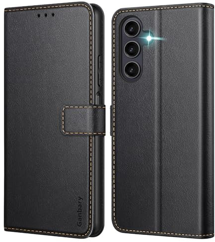 Ganbary Coque pour Samsung Galaxy A25 5G, [Housse en Cuir PU Premium] [Etui à Rabat] [Pochette de Portefeuille], Étui de Protection pour Samsung Galaxy A25 5G - Noir
