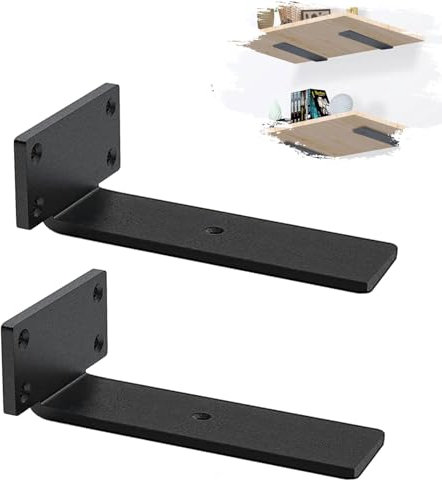 MLOQI 2 Pezzi Staffe per Mensole Pesanti Industrial, Reggimensola Legno, Reggi Mensola da Muro, Staffe a L, 5 mm di Spessore con Viti (15 cm)