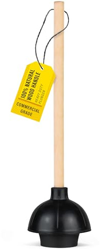 SteadMax Heavy Duty Toilet Plunger, Commercial Grade Double Thrust Force Rubber Cup with Wood Handle (22)