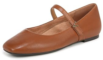 Vionic Women's Alameda Mary Jane Flat with Arch Support, Tan, UK 5.5 Wide Fit