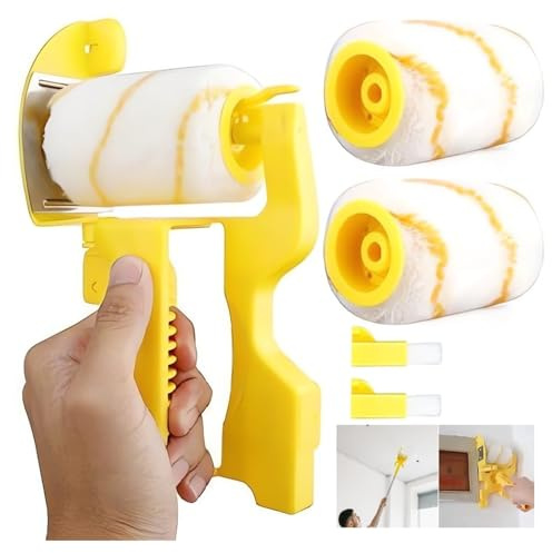 Paint Edger Pro - 2024 New Painting Trimmer Edger Tools for Walls High Ceilings with Edger Paint Brush Kit, Bucket Edge Paint Roller Splatter Shield for Trim Corner Painting Cut in Tool (Handheld)