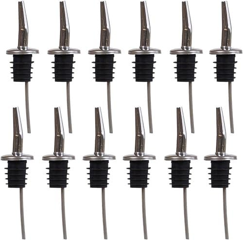 Oak & Steel - 24 Pieces Bottle Speed Pourers, Stainless Steel Liquor Pourers Bottle Dispenser for Wine, Spirits, Alcohol, Olive Oil, Syrup Bottles with Rubber Stopper