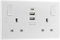 BG Electrical Double Switched Power Wall Plug Socket with Two Type A and Single Type C USB Charging Ports, Round Edge, Nexus 800 Series, White Moulded, 13A, 15W, 822UAAC15
