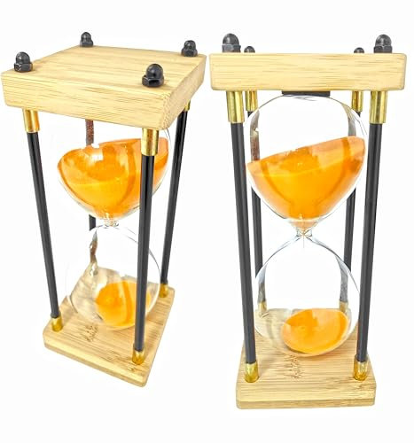 Sablier 60 Minutes Sablier Minuterie pour Ornement Restaurant Salon Accueil Placard Bureau Décoration Chambre Fête Festival Noël Cadre Bois Sable Minuteur l'horloge Orange