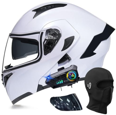 ACLFFSHOP Motorradhelm mit Bluetooth Klapphelm Modulare Helm, ECE Zertifiziert Integralhelm mit Doppelvisier, mit Eingebautem Mikrofon für Automatische Reaktion, für Erwachsene Frauen Männer