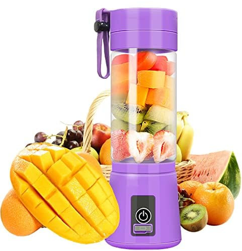 Portable Blender, Mini Personal Blender,Smoothies Shake Juicer Cup,Electric Fruit Mixer,Purple Six Blades in 3D for Superb Mixing,13oz,380ML Home Travel Handheld Fruit Juicer