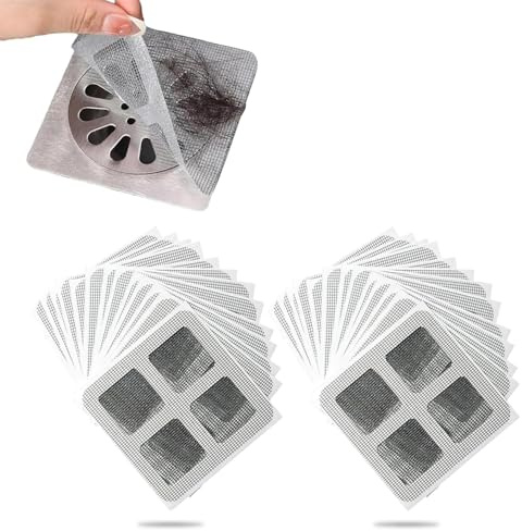 IOPJLK 100 Stück Einweg Dusche Haarsieb Hair Drain Stickers Einweg Haarabfluss Aufkleber Abfluss Haarfänger, Quadratischer Bodenabflussaufkleber für Bad, Küche, Badewanne, Waschbecken