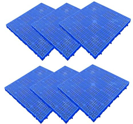Wasserdichtes, leichtes Kunststoff-Palettengitter für Garage, Keller, Nestbare Bodenpaletten mit atmungsaktiven Gitterrosten, einfach zu installieren, 6 Stück (80 x 80 x 5 cm)