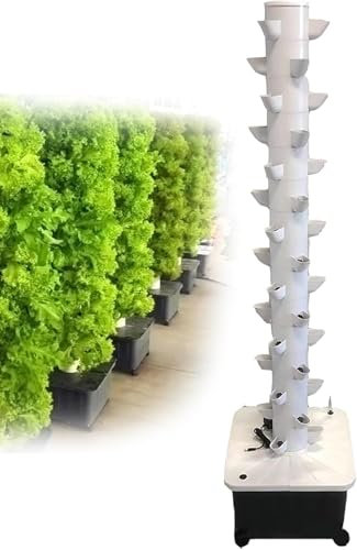 RRrawgff Torre idroponica, Kit Torre idroponica Completa, Torre idroponica Verticale Esterna, Agricoltura Verticale, Giardino Intelligente, 15 Strati, 45 Fori