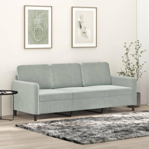 IKAYAA 3-Sitzer Sofa, Couch 3-Sitzer, 3er Sofa, Wohnzimmer Sofa, Hellgrau 180 cm Samt