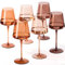 Venus Colored Wine Glasses Set of 6-18oz【Hand Blown】 Brown Wine Glasses with Tall Long Stems and Flat Bottom, Amber Colored Glassware-Unique Gifts for Wine Lovers-Wedding Gifts