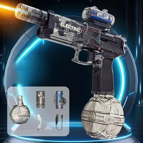 Ultimate Battle Blaster Electric Water Guns, Long Range Motorized Water Gun with Interactive Lighting, Water Gun Electric, Electric Water Pistols for Adults, Automatic Water Gun Pistols (Black)
