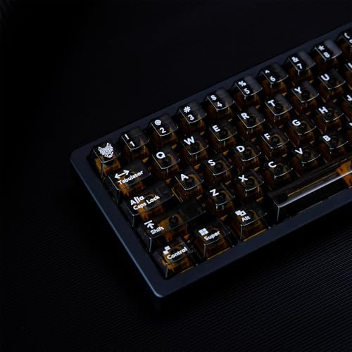 114 Tasten Schwarz Transparent Tastenkappen Set PC UV gedruckt Cherry Profil Tastenkappe Fit für 60% 65% 75% Mechanische Tastatur Cherry Mx Schalter