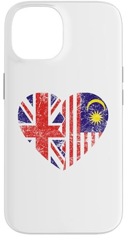 iPhone 14 Malaysian British Flags Heart | United Kingdom Malaysia Case
