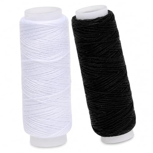 2PCS 30m Shirring Elastic Thread, 0.5mm Stretch Sewing Thread Black White | Black elastic thread sewing,shirring elastic,thin elastic for sewing Crafts Dress Jewelly Making,elasticated cotton thread